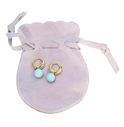 Turquoise Droplet Earrings – 925 Sterling Silver with Gold Finish | Modern Minimalist Statement - Wax | Wane